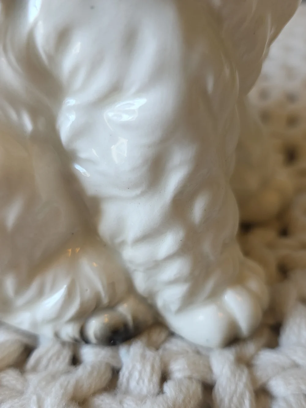 VTG Mid Century Relpo Japan White Poodle Ceramic Planter
